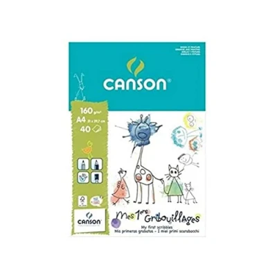 Imagen de Canson Escolar Bloc Encolado, A4, 40 Hojas, Primeros Dibujos 160g