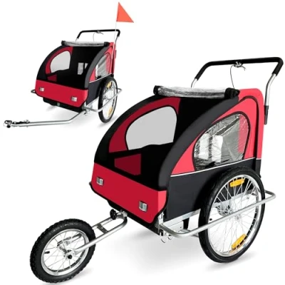 Imagen de SAMAX Remolque de Bicicleta para Niños en Rojo/Negro Silver Frame