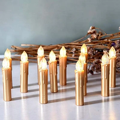 Imagen de CCLIFE Vela led Árbol con Mando Inalámbrica velas de navidad colores Candle luces a distancia para decoracion, Color:Silver, Tamaño:20PCS