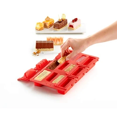 Imagen de Lékué Molde para elaborar Mini Pasteles de Mousse, Silicona platino Rojo