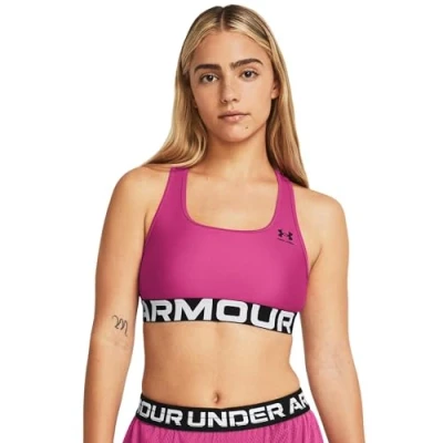 Imagen de Under Armour Authentics MID Branded Sujetadores deportivos con sujeción media, Mujer, Talla: Small, Astro pink white