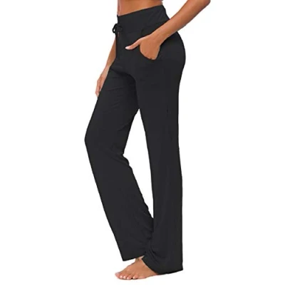 Imagen de KESSER Pantalones De Yoga para Mujer con Bolsillos Pierna Recta Cómodos Modal Cordón Descansar Correr Largos Activos