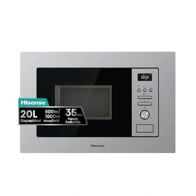 Imagen de Microondas con grill integrable Hisense BIM320G41X, 1000 W, 5 niveles, Auto Limpieza, 20 l, Inox