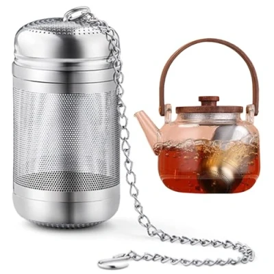 Imagen de MsTeco Infusor Te Filtros de té Colador Infusion Filtro Acero Inoxidable para Suelto, con Gancho Cadena y Tapa Teteras, Tazas, Botellas
