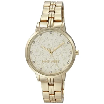 Imagen de Nine West Reloj de Pulsera con Esfera Floral y Detalles Cristal Genuino para Mujer