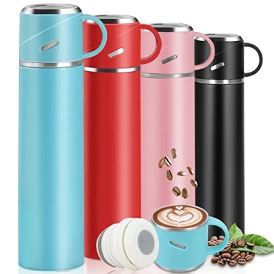 Imagen de Botella Agua Acero Inoxidable 550ml, Termo con Pared Doble Aislamient de Fugas, Termica sin BPA Conserva 12 Horas Caliente, Frio, Cafe para Niños, Deportiva, Gym, Gimnasio (Azul)