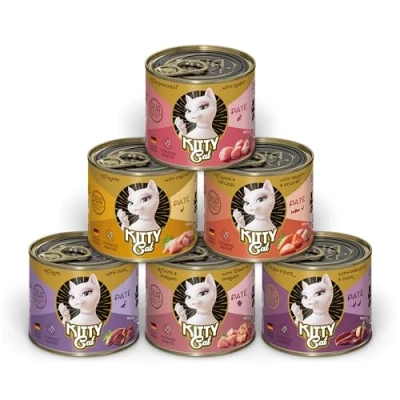 Imagen de KITTY Cat Paté Mix 3, 6 x 200 g, Comida húmeda para Gatos en Paquete de Muestra, sin Cereales con taurina, Aceite salmón y mejillón Labios Verdes, pienso Completo Alto