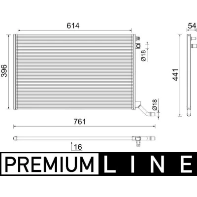 Imagen de MAHLE ORIGINAL CR 2445 000P Radiador, refrigeración del motor 614, 614,0 396, 396,0 16, 16,0 Aletas soldadas