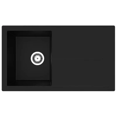 Imagen de Respekta Cleveland Fregadero de minerales en color negro / 1 lavabo empotrable 86 x 50 cm/apto para armarios bajos a partir cm ancho