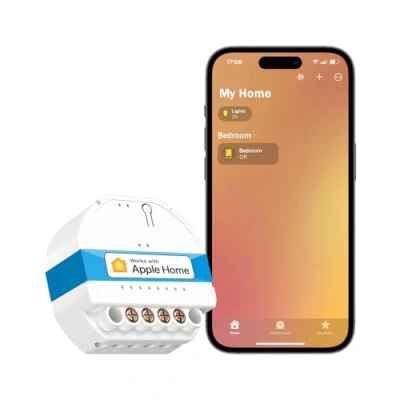 Imagen de Meross Interruptor Inteligente WiFi, de Luz Inteligente, Mini Pared, Control por Voz, Compatible con Apple HomeKit, Alexa, Google Home y SmartThings, Paquete 1