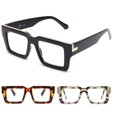 Imagen de JM 3 Pack Gran Tamaño Cuadradas Gafas de Lectura Para Mujer Hombre, Presbicia con Bloqueo a Luz Azul +2.75