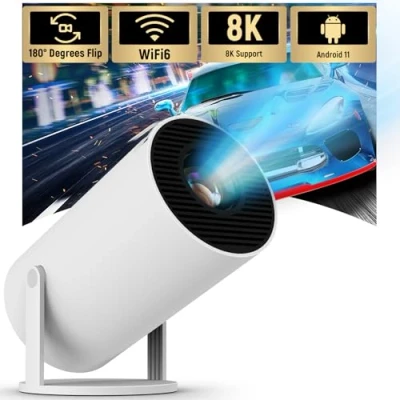 Imagen de Mini Proyector con Android 11,Proyector 4k Auto Keystone WiFi 2.4G/5G, BT 5.4, Pantalla de 130 Pulgadas, Giratorio 180