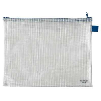 Imagen de VELOFLEX 2704000 bolsa con cremallera DIN A4, portadocumentos, PVC, reforzada tela, transparente, 1 unidad