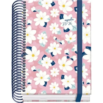 Imagen de Dohe Agenda Escolar 2025 2026 Día Página (12x17 cm), Español e Inglés, Septiembre a Junio, Cierre de Espiral y Goma, Tapa Dura, 4 Páginas Pegatinas PRIME Camomille