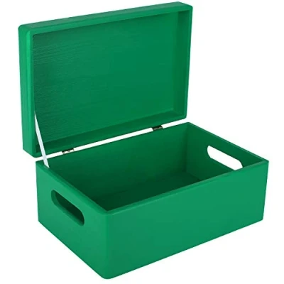 Imagen de Creative Deco Verde Grande Caja Madera Decorativa Almacenaje Con Tapa y Asas 30 x 20 14 cm (+/ 1cm) Cofre Navidad Decorar Regalo Decoupage Juguetes Documentos Objetos de Valor Herramientas