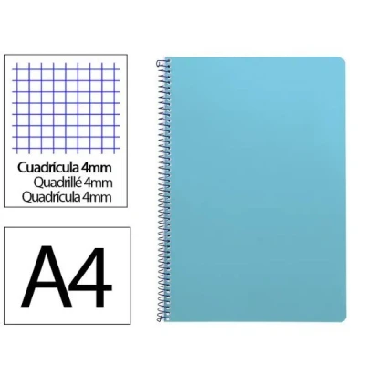 Imagen de Pack 5x Cuaderno Espiral Folio Cuadrícula 4mm 75g Tapa Blanda Celeste