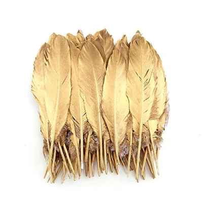 Imagen de Sowder Accesorios de ropa plumas ganso natural, paquete 50. Color dorado