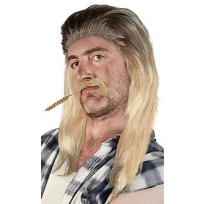 Imagen de SET con Peluca Mullet + Barba Proll Rubio Morena Gris Negro (Rubio/Negro Barba)