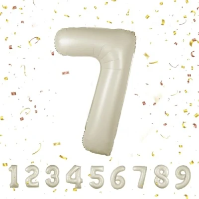 Imagen de Globos de Cumpleãnos 7 Beige,101 CM Globo Numeros Gigantes Grandes Decoracion,Globo Numero 7,Globos Niño Niña Adultos,Vuelan con Helio