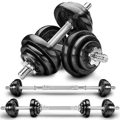 Imagen de RE:SPORT Mancuernas Ajustables 15 30kg Pesas y de Hierro Fundido con Barra Discos para Culturismo, Aptitud, Halterofilia, Ejercicios Gimnasio Doméstico
