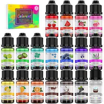 Imagen de 18 colorante resina epoxi, UV pigmento epoxi líquida transparente para coloración de resina, fabricación artesanal tinte pintura, artesanía 10 ml cada uno