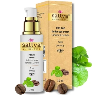 Imagen de Sattva Crema para ojos contra arrugas y ojeras bolsas de los con cafeína Gotu Kola Cuidado intensivo antienvejecimiento, que ilumina la zona ojos,