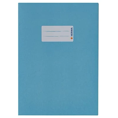 Imagen de HERMA Sobres de papel 7087, DIN A5, fundas para cuadernos con espacio escribir, reciclado resistente y colores intensos, juego 10 protectores cuadernos, color azul claro