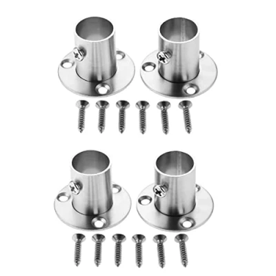 Imagen de Hicello 4 piezas bridas de acero inoxidable para armario, tubería, soporte y soporte, conexión entre tubos, barra ropa, 19 mm