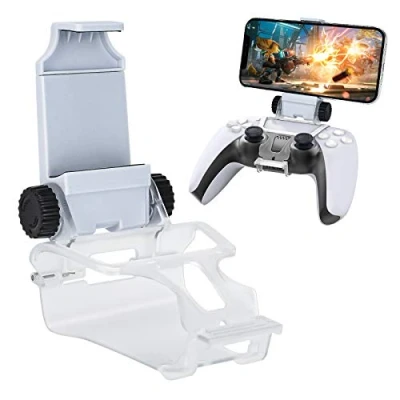 Imagen de DLseego PS5 Controller Phone Mount Clip, Soporte de Clip Juego Controlador Fijación Teléfono Móvil para Gamepad DualSense Blanco