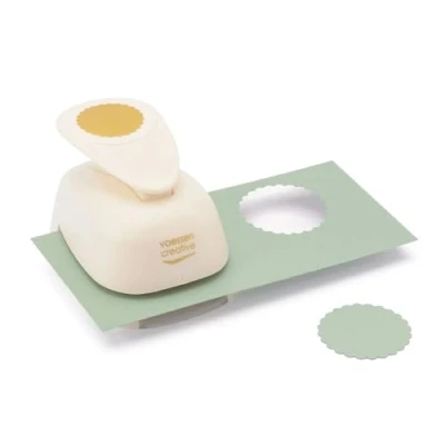 Imagen de Vaessen Creative Perforadora Vieira de Círculo, 5 cm, 1 Unidad, Jumbo Grande, hasta 160g, para Manualidades y Scrapbooking, Blanco Rosa