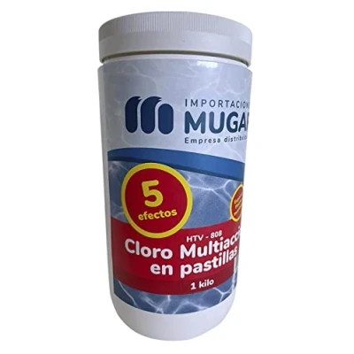 Imagen de Mugar Cloro 5 Acciones 1kg en Pastillas de 20 Gramos para Piscinas Pequeñas o Desmontables Paquetes 2 4kg (1)