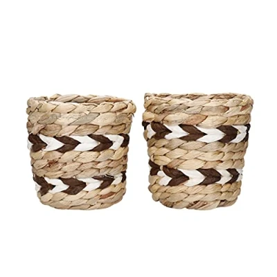 Imagen de KitchenCraft macetas de Jacinto Agua, Juego 2 Interior, Maceta Tejida Natural con diseño Rayas, 11,5 x 11 cm
