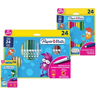 Imagen de Paper Mate Lápices, rotuladores y ceras de Colores Perfectos para las actividades colorear los niños vivos variados 64 unidades