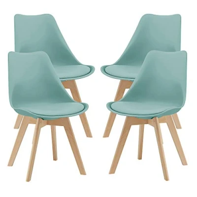 Imagen de Juego de sillas Comedor 81 x 49 57 cm Silla tapizada en Cuero sintético Patas Madera Haya Cocina Set 4 Color Verde Menta