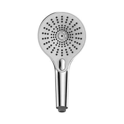 Imagen de WENKO Cabezal de ducha Ultimate Shower, mano con 3 funciones, bajo chorro, silencioso, plástico conexión universal ½&quot;, para calentadores agua instantáneos, Ø 13 cm, cromo/blanco