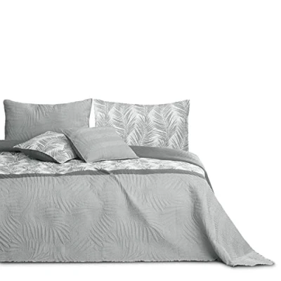 Imagen de AmeliaHome Tagesdecke Colcha, Poliéster, Tropical Bonaire Gris Blanco, 260 x 280