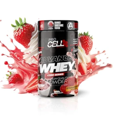 Imagen de WheyCore Proteinas Whey (900g) Sabor Fresa, Zero Azúcar, 21g de Proteina, 30 Servicios Protein Concentrado y Aislado Suero para Masa Muscular en Polvo Batidos