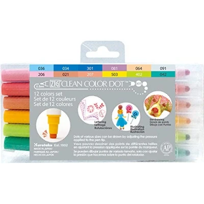 Imagen de Kuretake ZIG Clean Dot ASST 12PK, Juego de 12 Colores, Talla única
