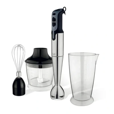Imagen de Botti Solano set de batidora mano Motor 700W Pie acero inoxidable Picador, batidor, recipiente plástico incluido Control velocidad dos niveles
