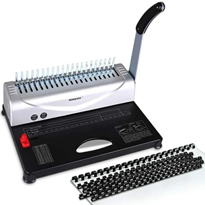 Imagen de Makeasy Máquina de Encuadernación A4/A5, en Peine con 100 PCS 3/8&#039;&#039; PVC Kit Inicio, Encuadernadora Manual para Encuadernar hasta 450 Hojas