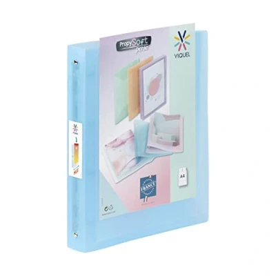 Imagen de Viquel Carpeta suave A4 MAXI personalizable con 4 anillas, respaldo de cm, para documentos A4, color azul translúcido