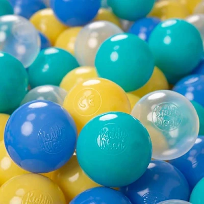 Imagen de KiddyMoon 1200/6Cm ∅ 6Cm Bolas Colores De Plástico para Piscina Niños, Turquesa/Azul/Amarillo/Transparente