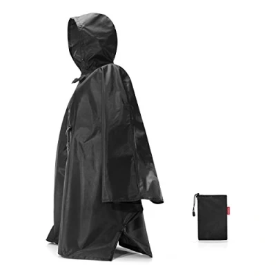 Imagen de reisenthel mini maxi poncho Capa de lluvia plegable y reutilizable, hecha en poliéster calidad, repele el agua, diseño atractivo con apertura del cuello amplia, negro