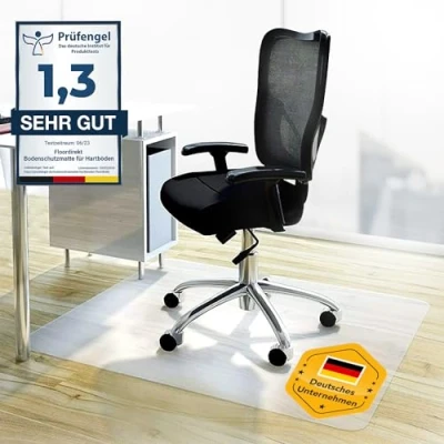 Imagen de Floordirekt alfombrilla protectora para suelo, resistente a los arañazos, antideslizante, color blanco leche, protección silla de oficina, laminado,