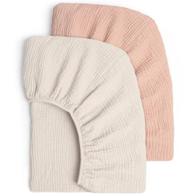 Imagen de Juego de 2 sabanas Cuna Ajustables para niños, Sabana Bajera 60x120 Algodon Muselina, 60 x 120 cm/70 140 cm, Viaje, Cama Arancione Crema