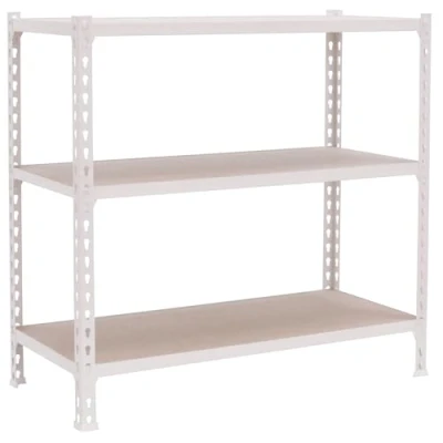 Imagen de Simon Rack Estanteria Metalica, 1000x1100x500 mm, 3 Baldas de Madera, 200 kg Punto Flexión, Estanterias Almacenaje, Blanco/Madera Maderclick