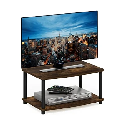Imagen de Furinno Turn N Tube Soportes de TV elevados 2 Niveles sin Herramientas, Madera ingeniería, Ámbar Pino/Negro, 60.5 (W) x 27.9 (H) 40.1 (D) cm