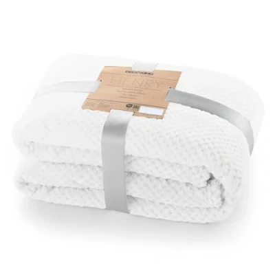 Imagen de DecoKing Henry Manta de Microfibra Doble 220x240 Extra Suave y Blanda Muy Cómoda Caliente Ligera Blanco