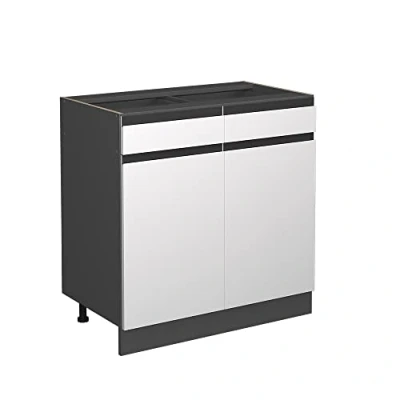 Imagen de Vicco Mueble bajo de Cocina R Line, Blanco/Antracita, 80 cm En Forma J, sin encimera