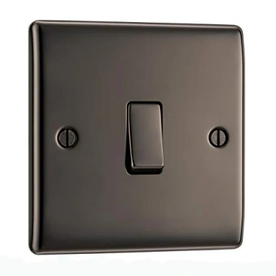 Imagen de BG Electrical Interruptor de luz doble vía, metal perlado, níquel, NBN12 01